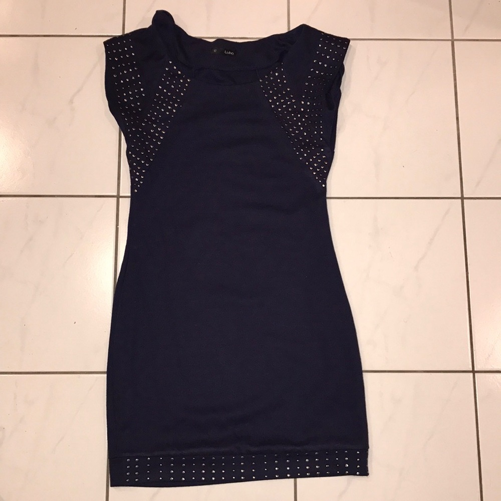 BEAUTIFUL navy dress with studs